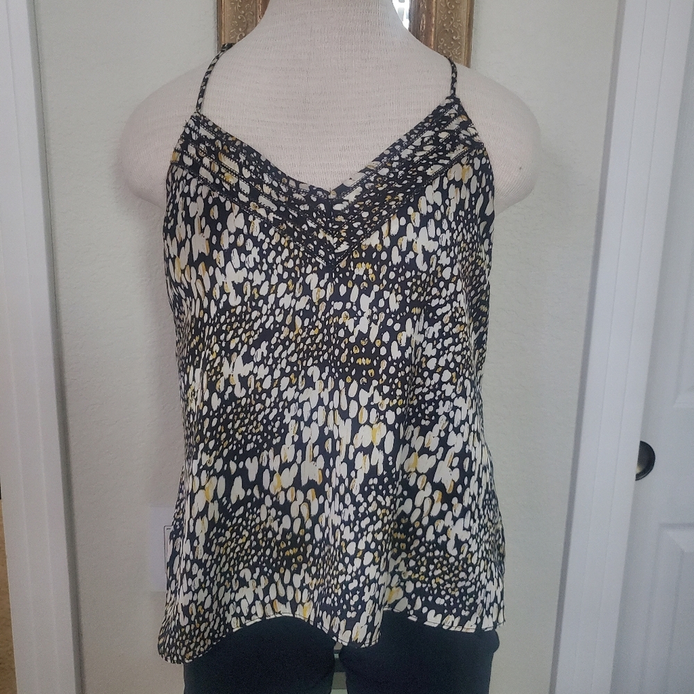 Roan + Ryan Women’s Printed Spaghetti Strap Cami Top - Black White Yellow